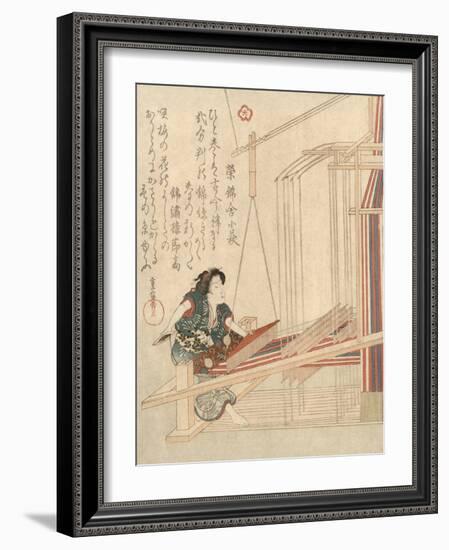 Woman Working Loom-null-Framed Giclee Print