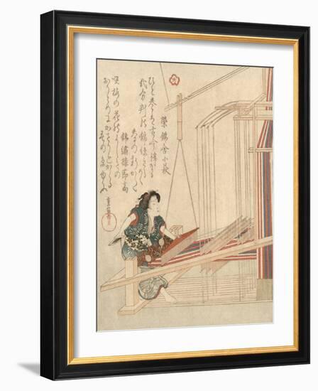 Woman Working Loom-null-Framed Giclee Print