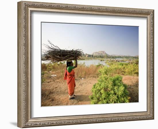 Woman Working Near Hampi, Karnataka, India-Michele Falzone-Framed Photographic Print