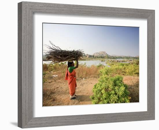 Woman Working Near Hampi, Karnataka, India-Michele Falzone-Framed Photographic Print
