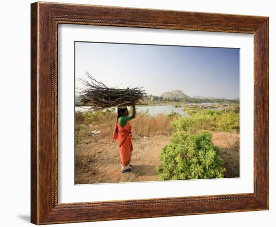 Woman Working Near Hampi, Karnataka, India-Michele Falzone-Framed Photographic Print