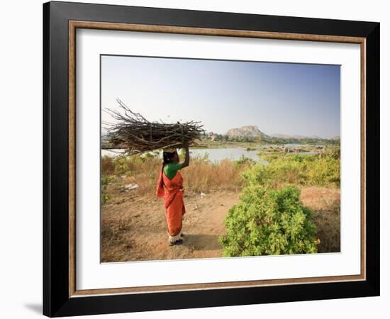 Woman Working Near Hampi, Karnataka, India-Michele Falzone-Framed Photographic Print