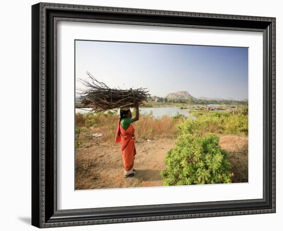 Woman Working Near Hampi, Karnataka, India-Michele Falzone-Framed Photographic Print