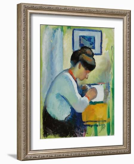 Woman Writing, 1910-August Macke-Framed Giclee Print