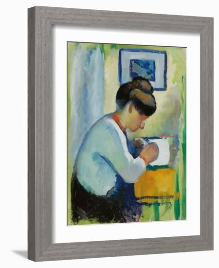 Woman Writing, 1910-August Macke-Framed Giclee Print