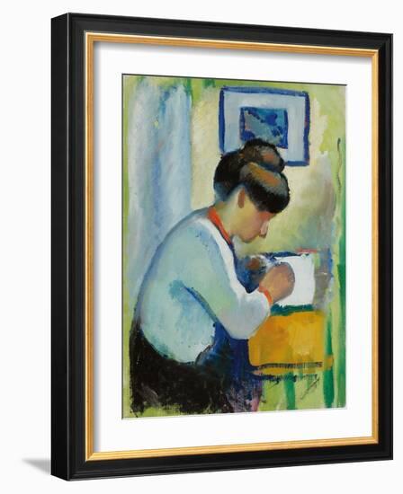 Woman Writing, 1910-August Macke-Framed Giclee Print