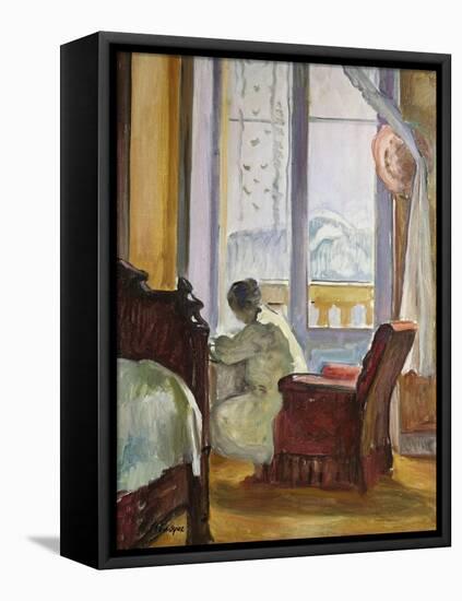 Woman Writing, Femme Ecrivant-Henri Lebasque-Framed Premier Image Canvas