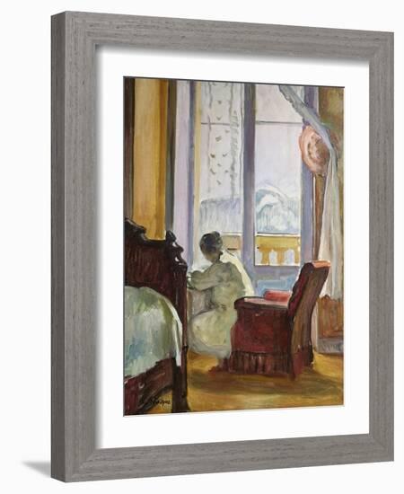 Woman Writing, Femme Ecrivant-Henri Lebasque-Framed Giclee Print