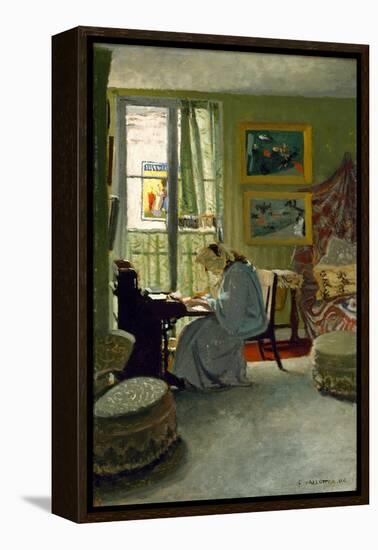 Woman Writing in an Interior, 1904 (Oil on Board)-Felix Edouard Vallotton-Framed Premier Image Canvas