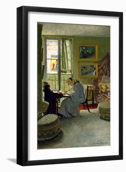 Woman Writing in an Interior, 1904 (Oil on Board)-Felix Edouard Vallotton-Framed Giclee Print