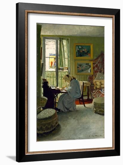 Woman Writing in an Interior, 1904 (Oil on Board)-Felix Edouard Vallotton-Framed Giclee Print