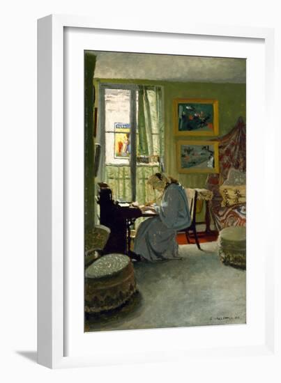 Woman Writing in an Interior, 1904 (Oil on Board)-Felix Edouard Vallotton-Framed Giclee Print