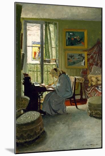 Woman Writing in an Interior, 1904 (Oil on Board)-Felix Edouard Vallotton-Mounted Giclee Print