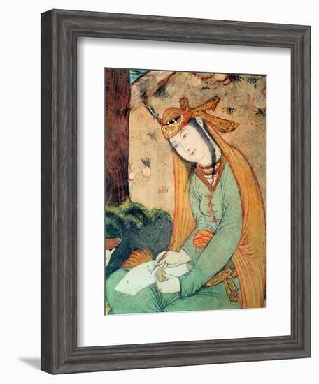 Woman Writing in the Court of Shah Abbas I 1585-1627-null-Framed Premium Giclee Print