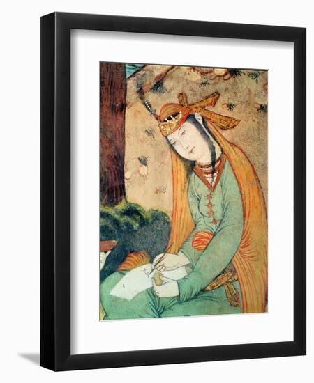 Woman Writing in the Court of Shah Abbas I 1585-1627-null-Framed Premium Giclee Print