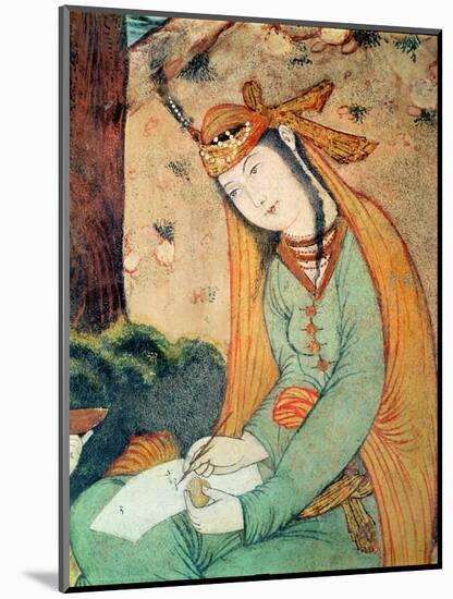 Woman Writing in the Court of Shah Abbas I 1585-1627-null-Mounted Premium Giclee Print