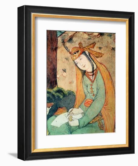 Woman Writing in the Court of Shah Abbas I 1585-1627--Framed Premium Giclee Print