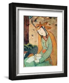 Woman Writing in the Court of Shah Abbas I 1585-1627-null-Framed Giclee Print