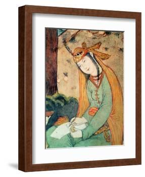 Woman Writing in the Court of Shah Abbas I 1585-1627-null-Framed Giclee Print