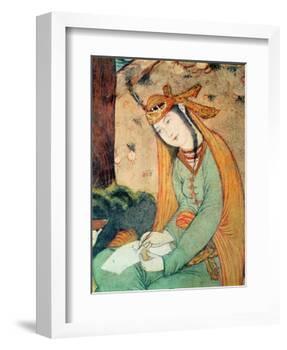 Woman Writing in the Court of Shah Abbas I 1585-1627-null-Framed Giclee Print