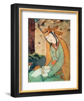 Woman Writing in the Court of Shah Abbas I 1585-1627-null-Framed Giclee Print