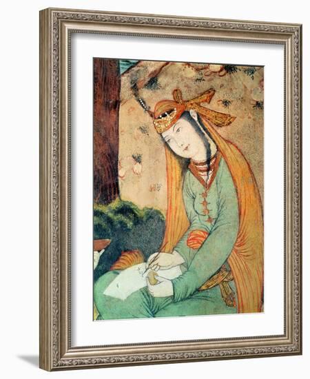 Woman Writing in the Court of Shah Abbas I 1585-1627-null-Framed Giclee Print