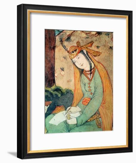 Woman Writing in the Court of Shah Abbas I 1585-1627-null-Framed Giclee Print