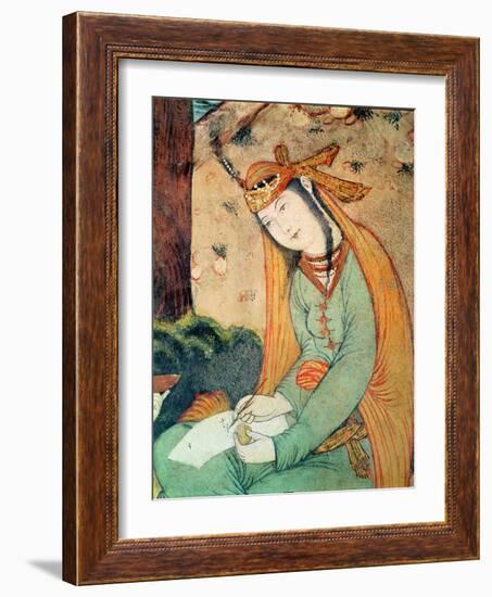 Woman Writing in the Court of Shah Abbas I 1585-1627-null-Framed Giclee Print