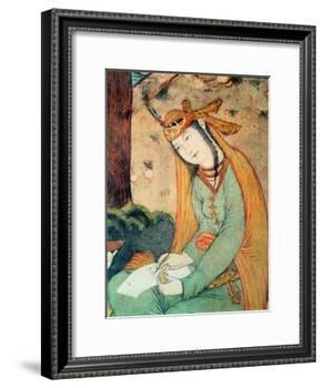 Woman Writing in the Court of Shah Abbas I 1585-1627-null-Framed Giclee Print