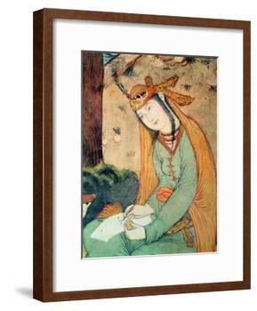 Woman Writing in the Court of Shah Abbas I 1585-1627-null-Framed Giclee Print
