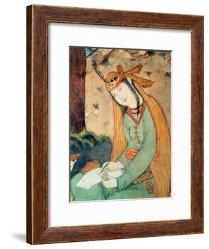 Woman Writing in the Court of Shah Abbas I 1585-1627-null-Framed Giclee Print