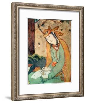 Woman Writing in the Court of Shah Abbas I 1585-1627-null-Framed Giclee Print