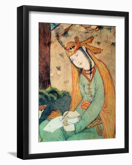 Woman Writing in the Court of Shah Abbas I 1585-1627-null-Framed Giclee Print