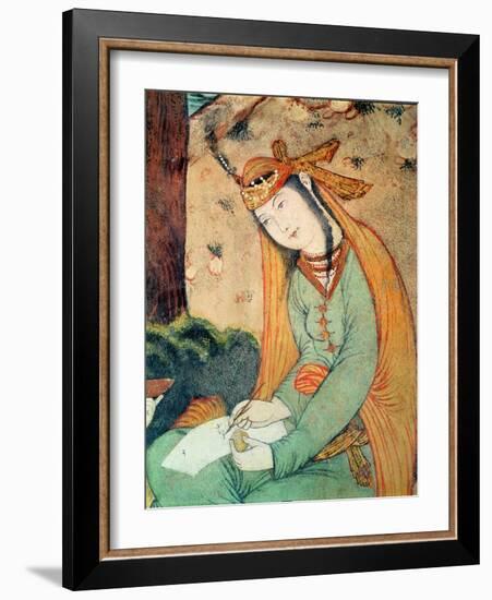 Woman Writing in the Court of Shah Abbas I 1585-1627-null-Framed Giclee Print