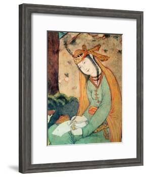 Woman Writing in the Court of Shah Abbas I 1585-1627-null-Framed Giclee Print