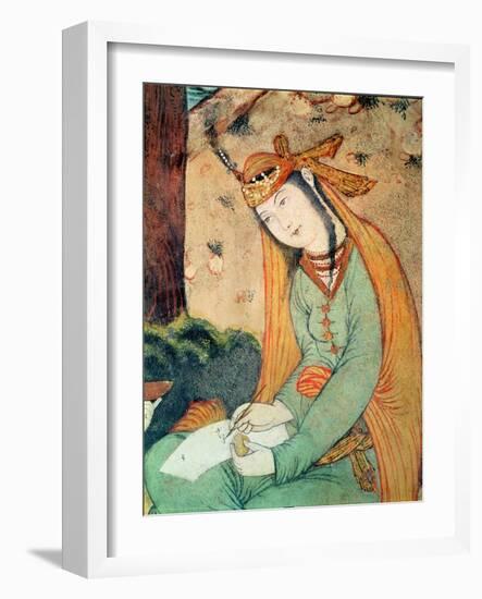 Woman Writing in the Court of Shah Abbas I 1585-1627-null-Framed Giclee Print