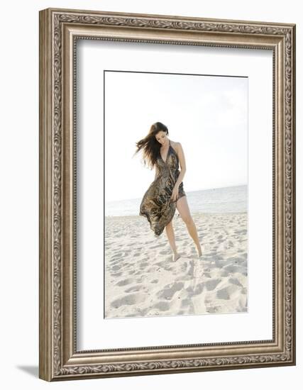 Woman, Young, Summer Dress, Sandy Beach, Niendorf on the Baltic Sea-Axel Schmies-Framed Photographic Print