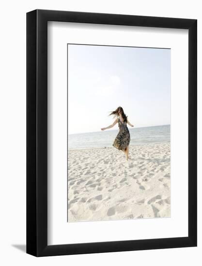 Woman, Young, Summer Dress, Sandy Beach, Niendorf on the Baltic Sea-Axel Schmies-Framed Photographic Print