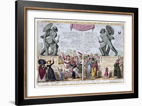 Women Admiring the Statue of Achilles, Hyde Park, London, 1822-George Cruikshank-Framed Giclee Print