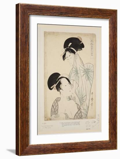 Women after the Bath (Colour Woodblock Print)-Kitagawa Utamaro-Framed Giclee Print