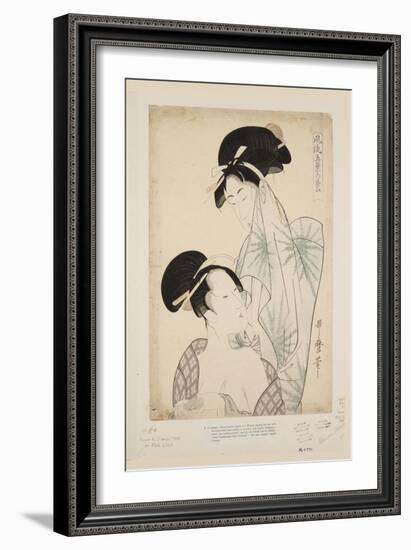 Women after the Bath (Colour Woodblock Print)-Kitagawa Utamaro-Framed Giclee Print