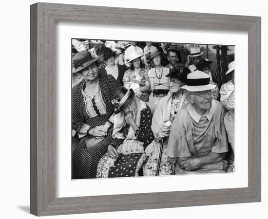 Women, All Wearing Hats, Sitting Outside at Republican Rally, Dexter, Maine-Alfred Eisenstaedt-Framed Photographic Print