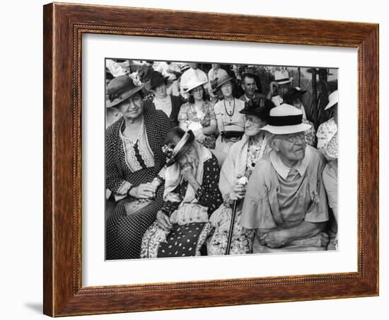 Women, All Wearing Hats, Sitting Outside at Republican Rally, Dexter, Maine-Alfred Eisenstaedt-Framed Photographic Print