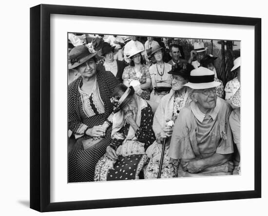 Women, All Wearing Hats, Sitting Outside at Republican Rally, Dexter, Maine-Alfred Eisenstaedt-Framed Photographic Print