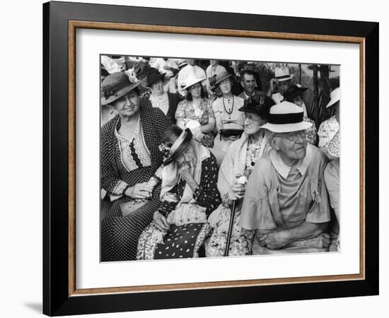 Women, All Wearing Hats, Sitting Outside at Republican Rally, Dexter, Maine-Alfred Eisenstaedt-Framed Photographic Print