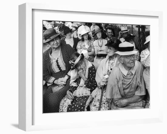 Women, All Wearing Hats, Sitting Outside at Republican Rally, Dexter, Maine-Alfred Eisenstaedt-Framed Photographic Print