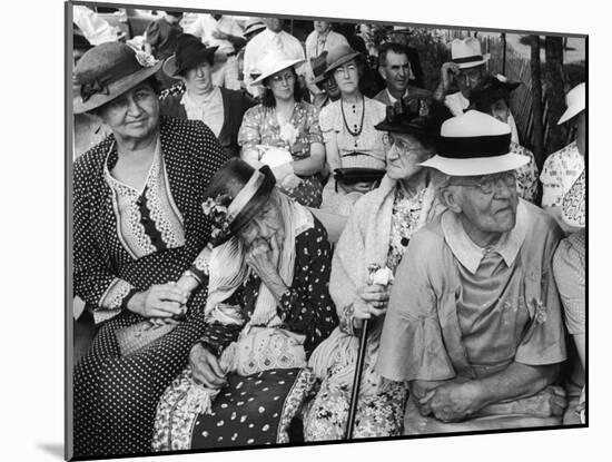 Women, All Wearing Hats, Sitting Outside at Republican Rally, Dexter, Maine-Alfred Eisenstaedt-Mounted Photographic Print