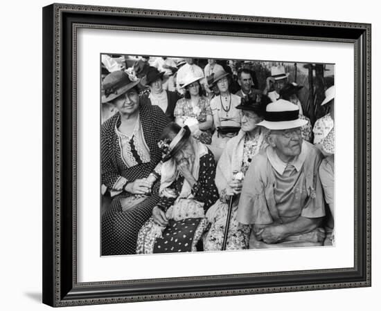 Women, All Wearing Hats, Sitting Outside at Republican Rally, Dexter, Maine-Alfred Eisenstaedt-Framed Photographic Print