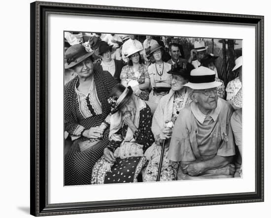 Women, All Wearing Hats, Sitting Outside at Republican Rally, Dexter, Maine-Alfred Eisenstaedt-Framed Photographic Print