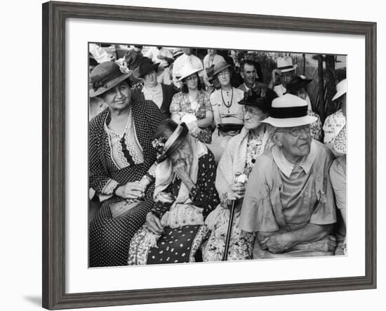 Women, All Wearing Hats, Sitting Outside at Republican Rally, Dexter, Maine-Alfred Eisenstaedt-Framed Photographic Print